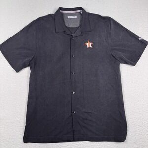 Tommy Bahama Astros Camp Shirt Men's L Silk Hawaiian Embroidered Jacquard Floral
